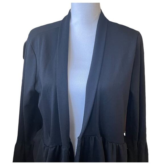 Pebble & Stone Women Cardigan M Black Open Front Peplum Hem Whimsigoth Cottage - Picture 9 of 10